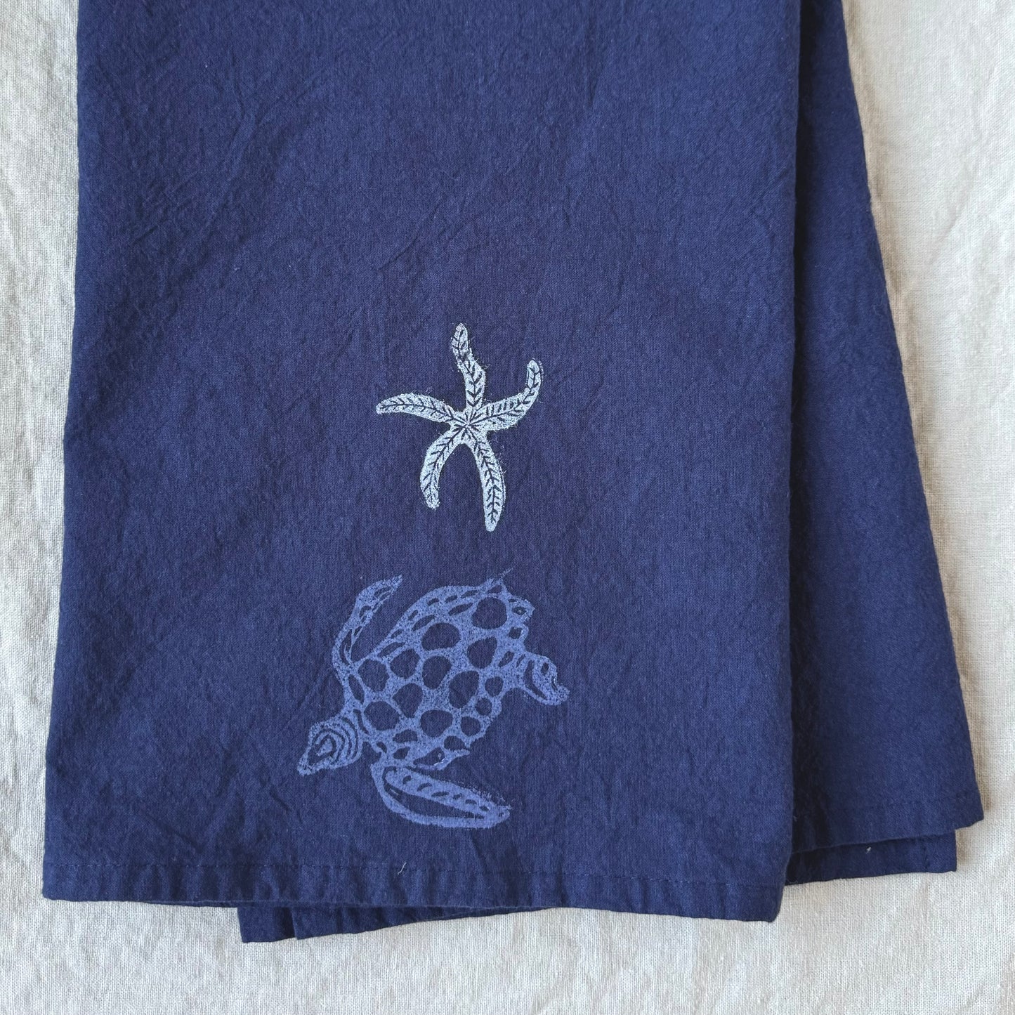 Deep blue coastal tea towels