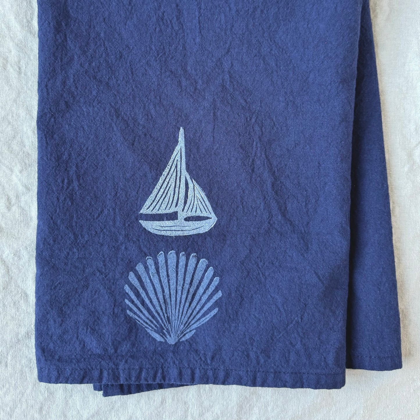 Deep blue coastal tea towels