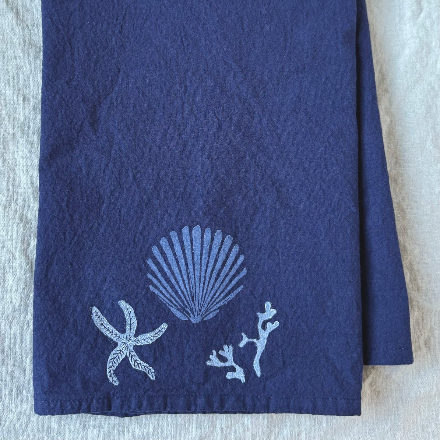 Deep blue coastal tea towels