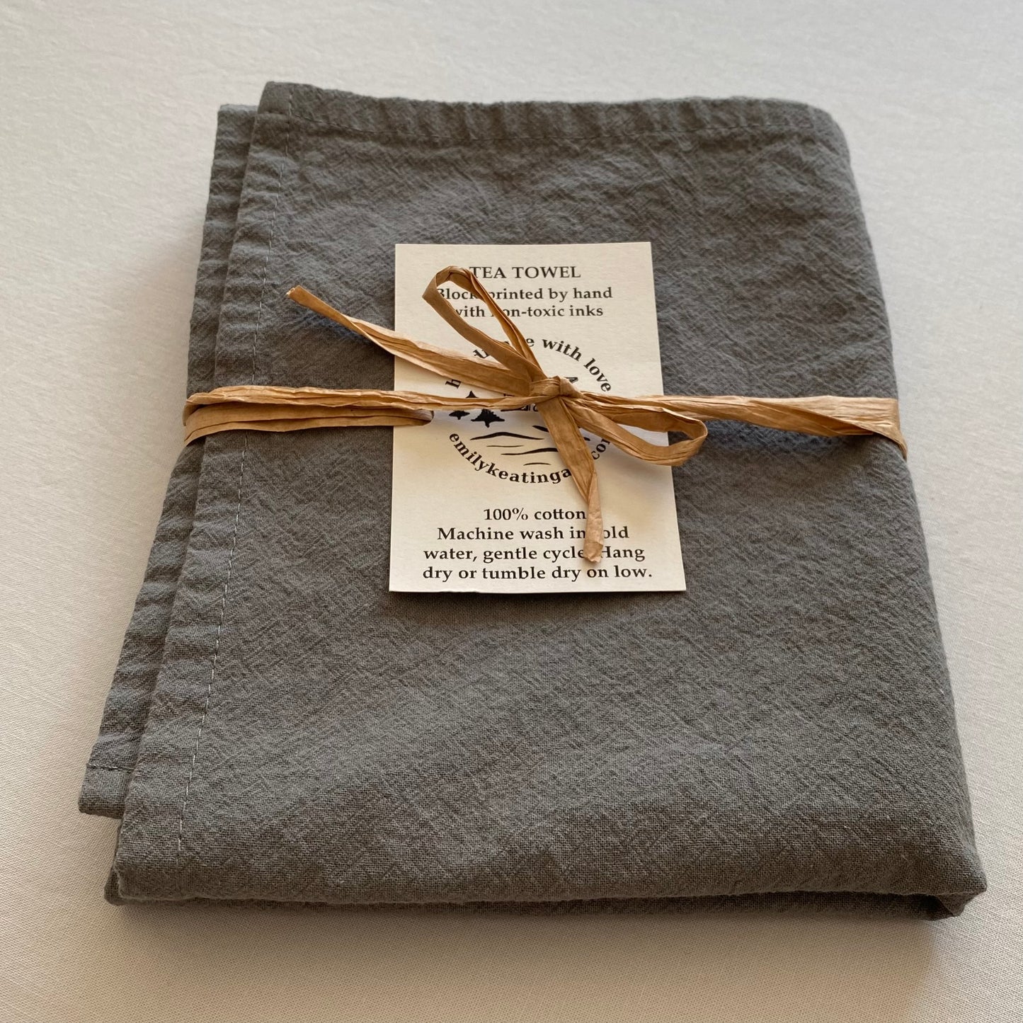 Peach Iris on Grey Tea Towel