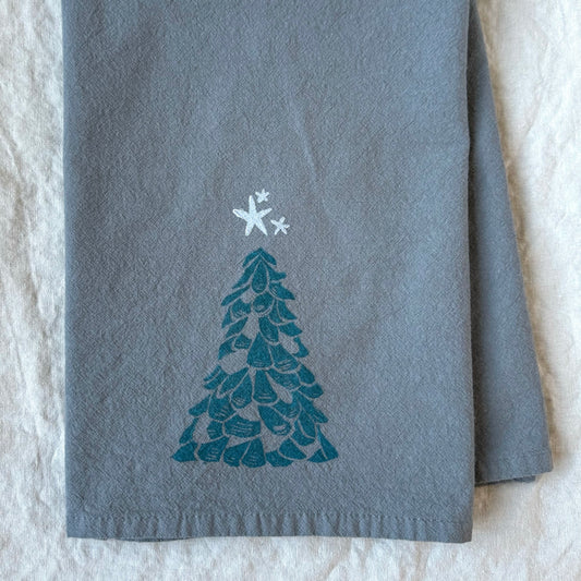 Coastal Tree Towels - Grey with Teal Tree