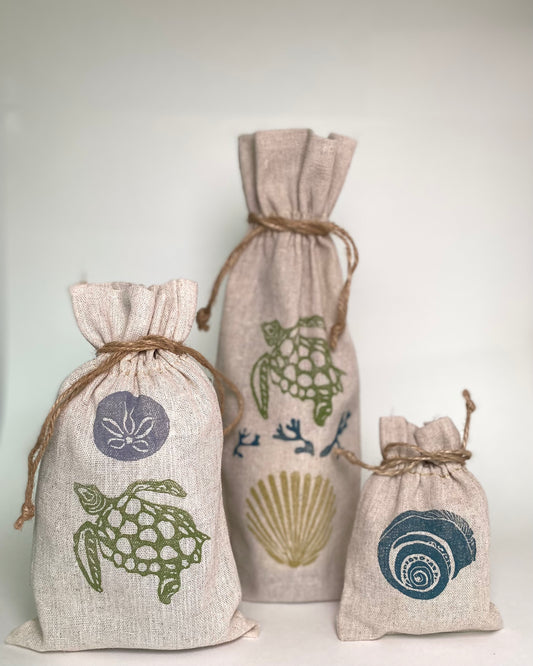 Reusable gift bags - Turtle & Shells Collection