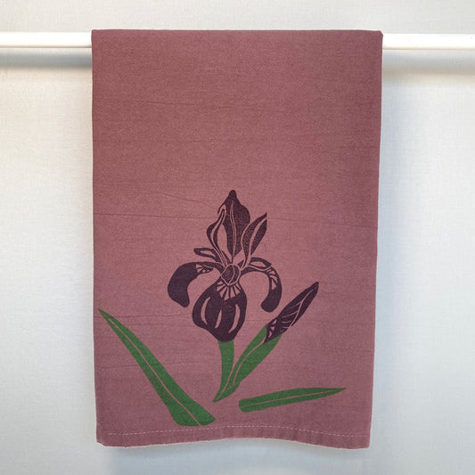 Iris on Rose Tea Towel